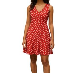 Draper James Love Circle‎ Dress Floral Red White Fit & Flare Swing Women’s Sz 14